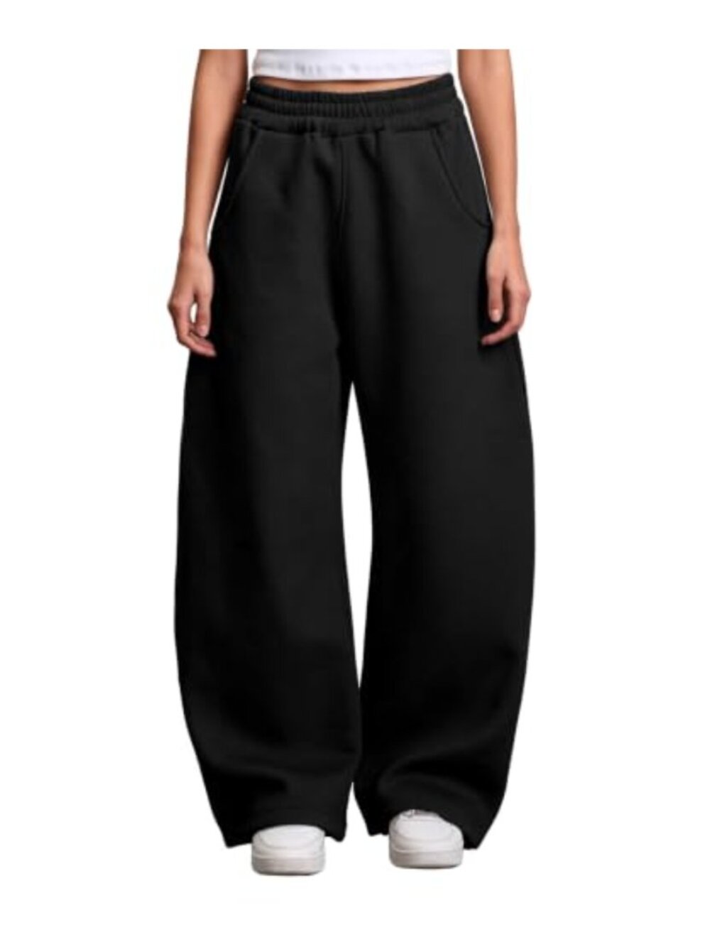 Women's Fleece Lined Wide Leg Sweatpants Baggy High Waist Gym Joggers